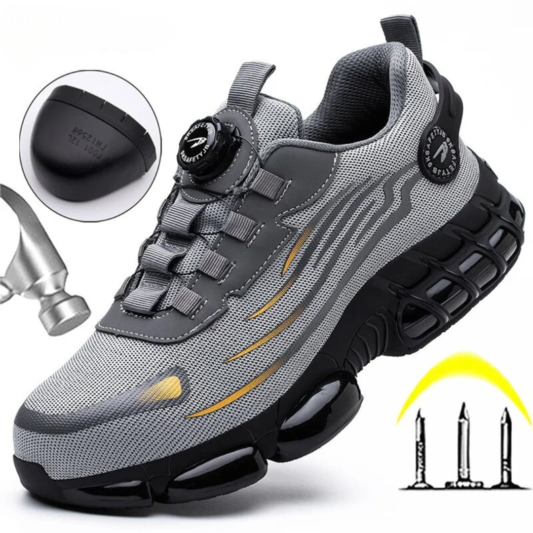 Modern men's industrial safety shoes, durable, lightweight, offering excellent protection & comfort.