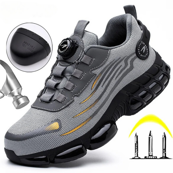 Modern men's industrial safety shoes, durable, lightweight, offering excellent protection & comfort.