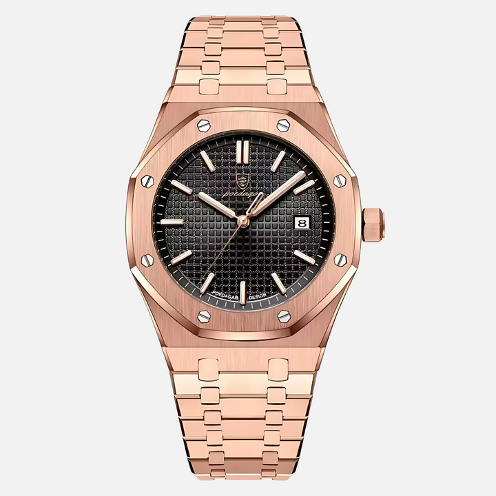 Elegant men's quartz watch with a distinguished Roman numeral dial, enhancing any gentleman's attire.