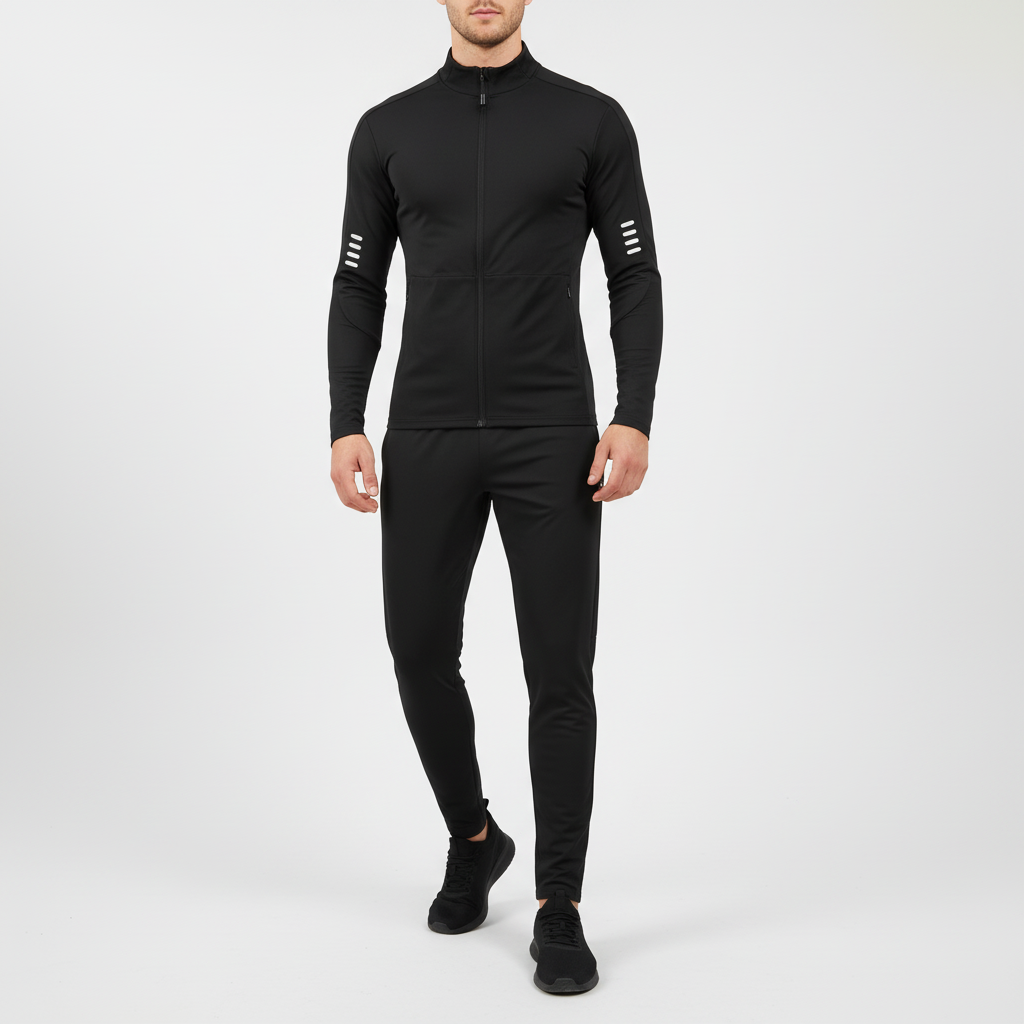 Comfortable men's quick-dry athletic set. Stretch fabric shirt & shorts for training and fitness.