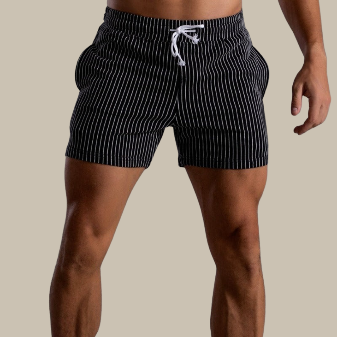 Sporty men's quick-dry athletic swim shorts in durable ripstop polyester for pool & beach.