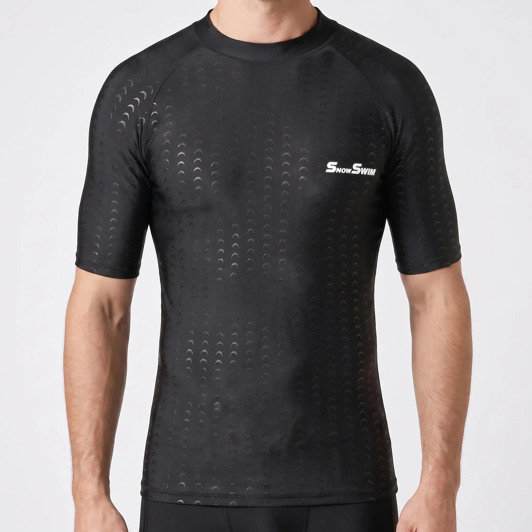 Durable men's quick-drying swimwear for surfing, swimming, and beach activities, sun protective.