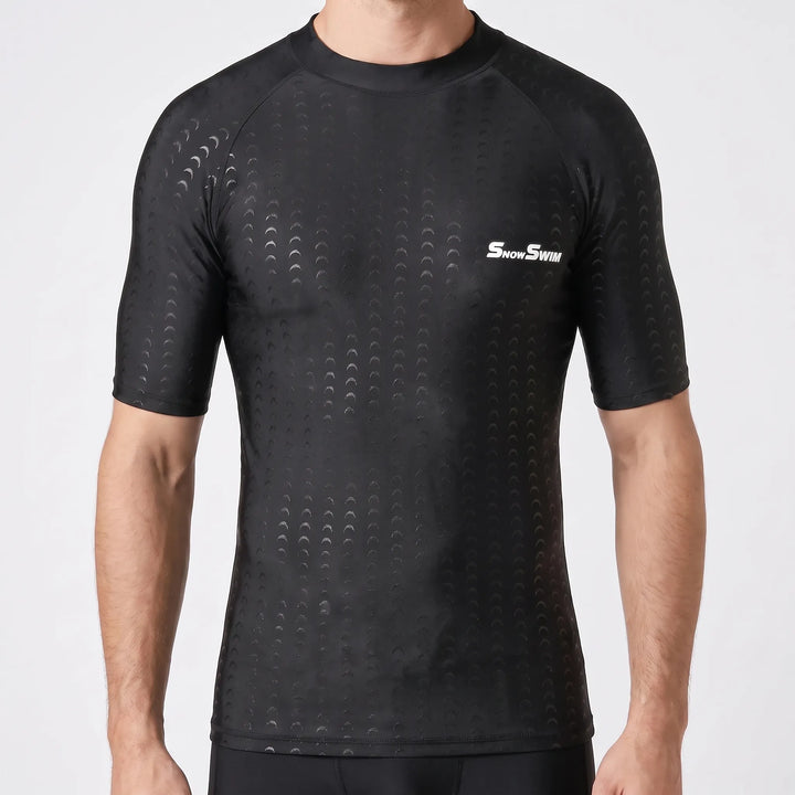 Durable men's quick-drying swimwear for surfing, swimming, and beach activities, sun protective.