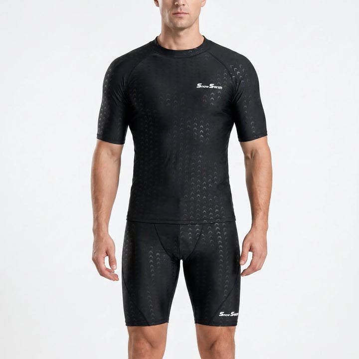 Stylish men's quick-dry swim top, perfect for water sports and outdoor activewear.