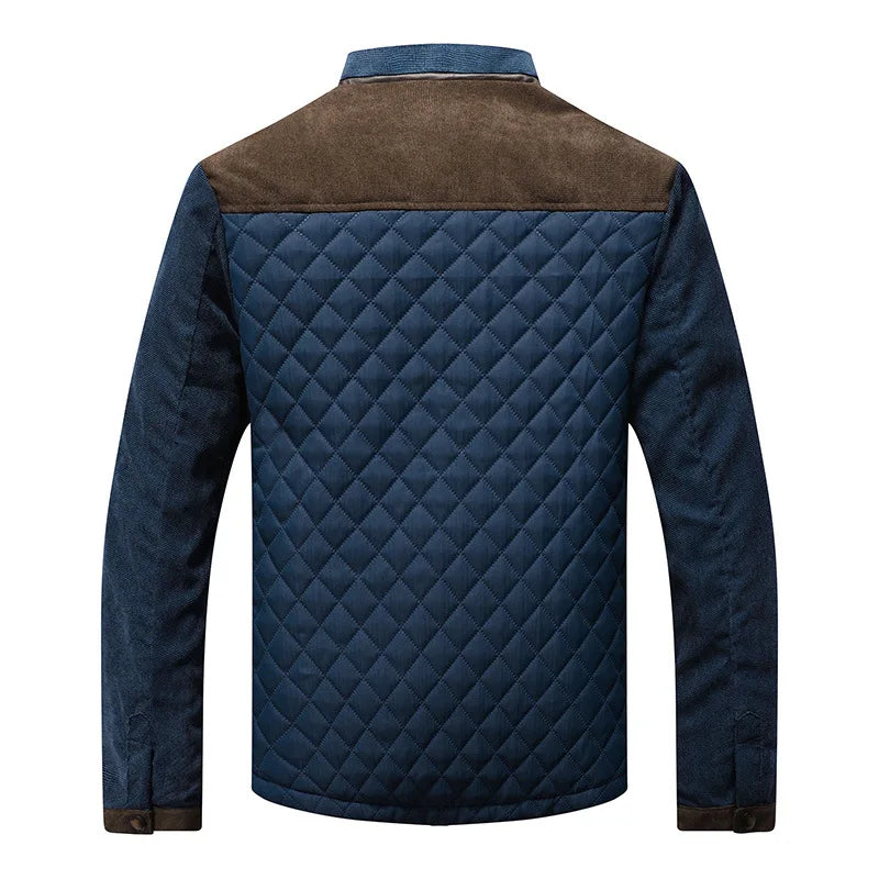 Stylish men's quilted jacket with stand collar, ideal smart casual outerwear for a trendy fall fashion look.
