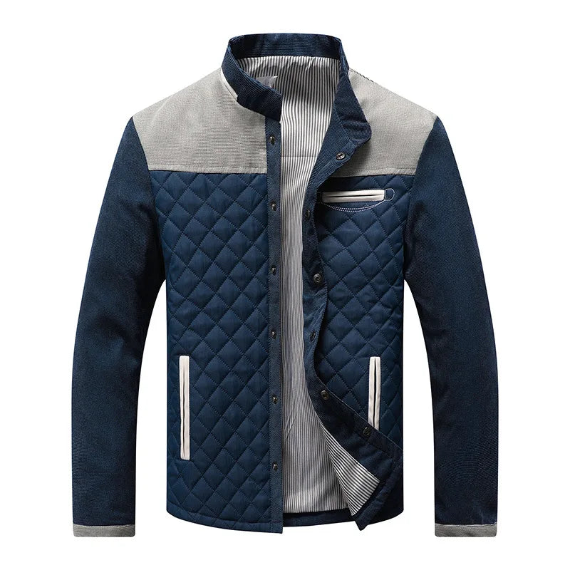 Comfortable men's quilted stand collar jacket. Versatile outerwear for a casual yet elevated everyday winter style.