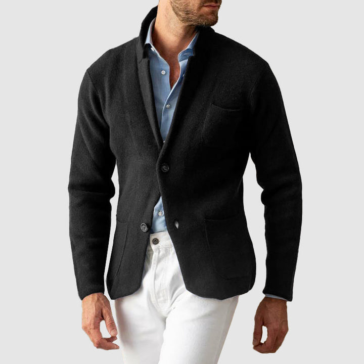 Tailored men's blazer jacket, offering a sophisticated look for office wear and professional settings.