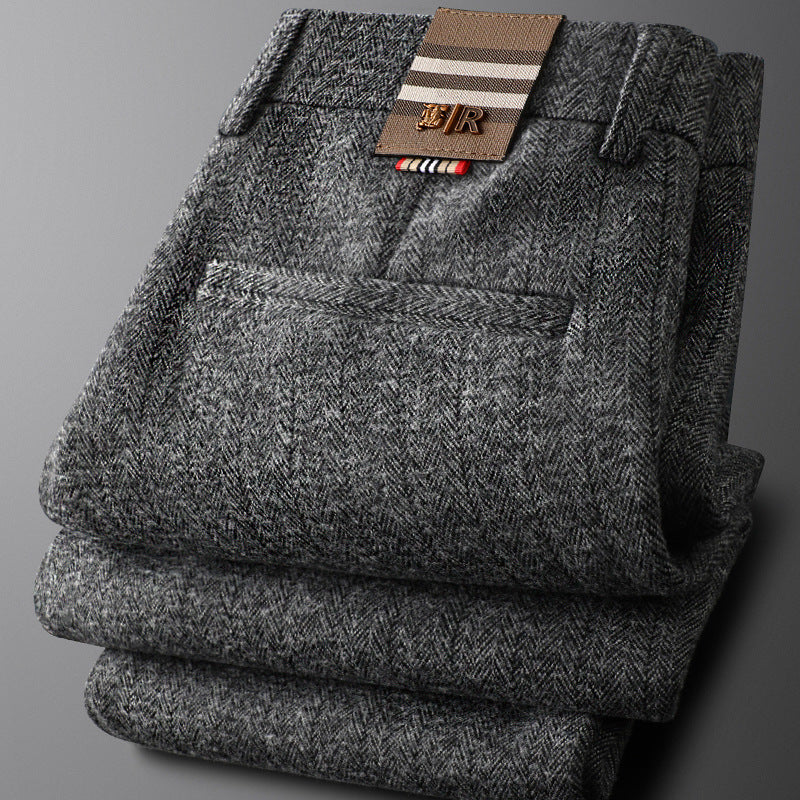 Brown men's Regent tailored trousers. Sophisticated modern fit dress pants for office & comfortable wear.
