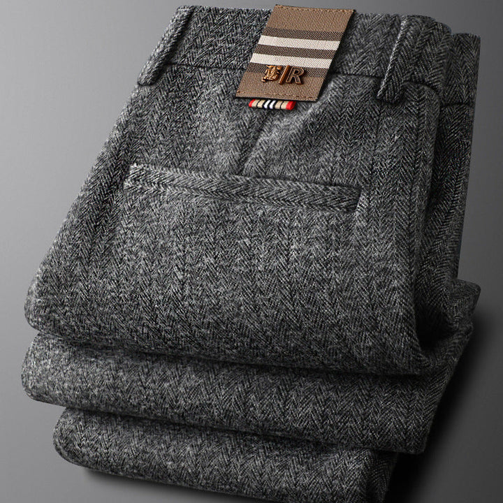 Brown men's Regent tailored trousers. Sophisticated modern fit dress pants for office & comfortable wear.