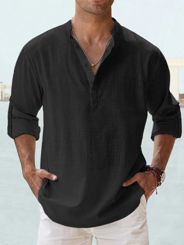 Lightweight men's breathable summer shirt. Relaxed fit short sleeve for comfort in warm weather.