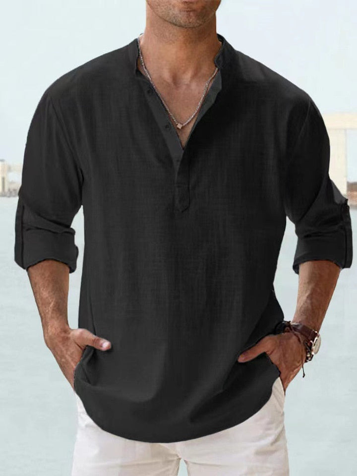 Lightweight men's breathable summer shirt. Relaxed fit short sleeve for comfort in warm weather.