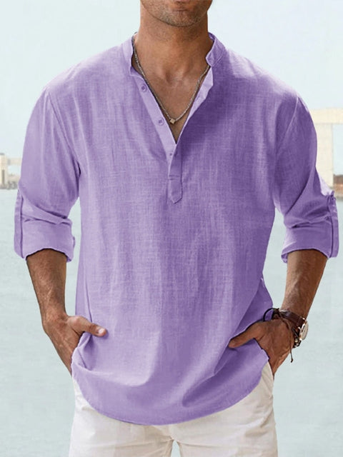 Front view of a men's relaxed fit breathable short sleeve summer shirt, ideal for warm weather everyday wear.