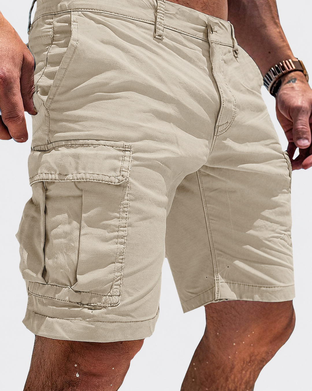 Men's relaxed fit cargo shorts, ideal for summer casual wear & outdoor adventures, featuring multi-pockets.