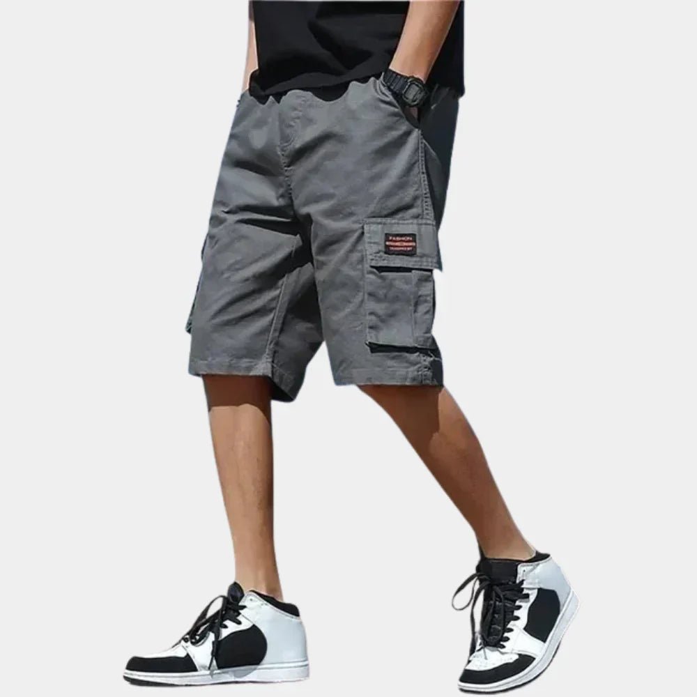Comfortable men's relaxed fit drawstring cargo shorts for stylish casual summer wear & versatile everyday utility.