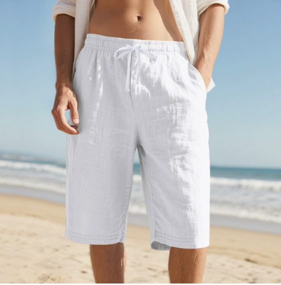 Men's relaxed fit chino shorts with drawstring waist for casual summer comfort.