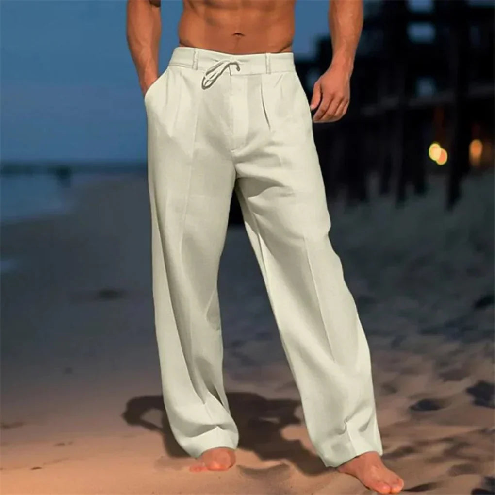 Stylish men's relaxed fit drawstring pants, combining dressy appeal with casual comfort for modern fashion.