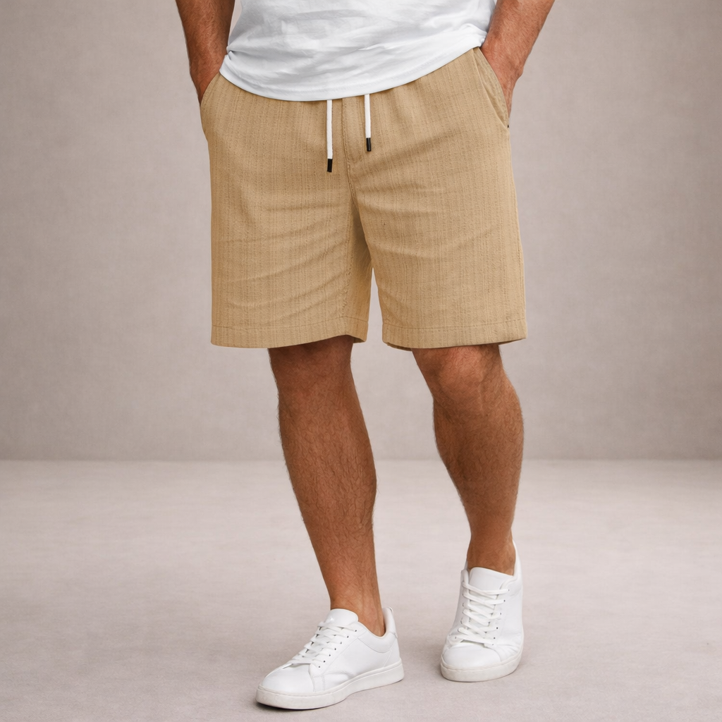 Men's summer fashion shorts, relaxed knee-length design with comfy drawstring.