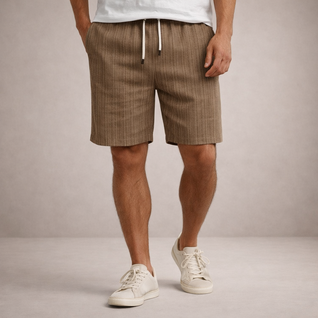 Casual men's shorts with drawstring, relaxed fit, ideal for warm weather comfort.