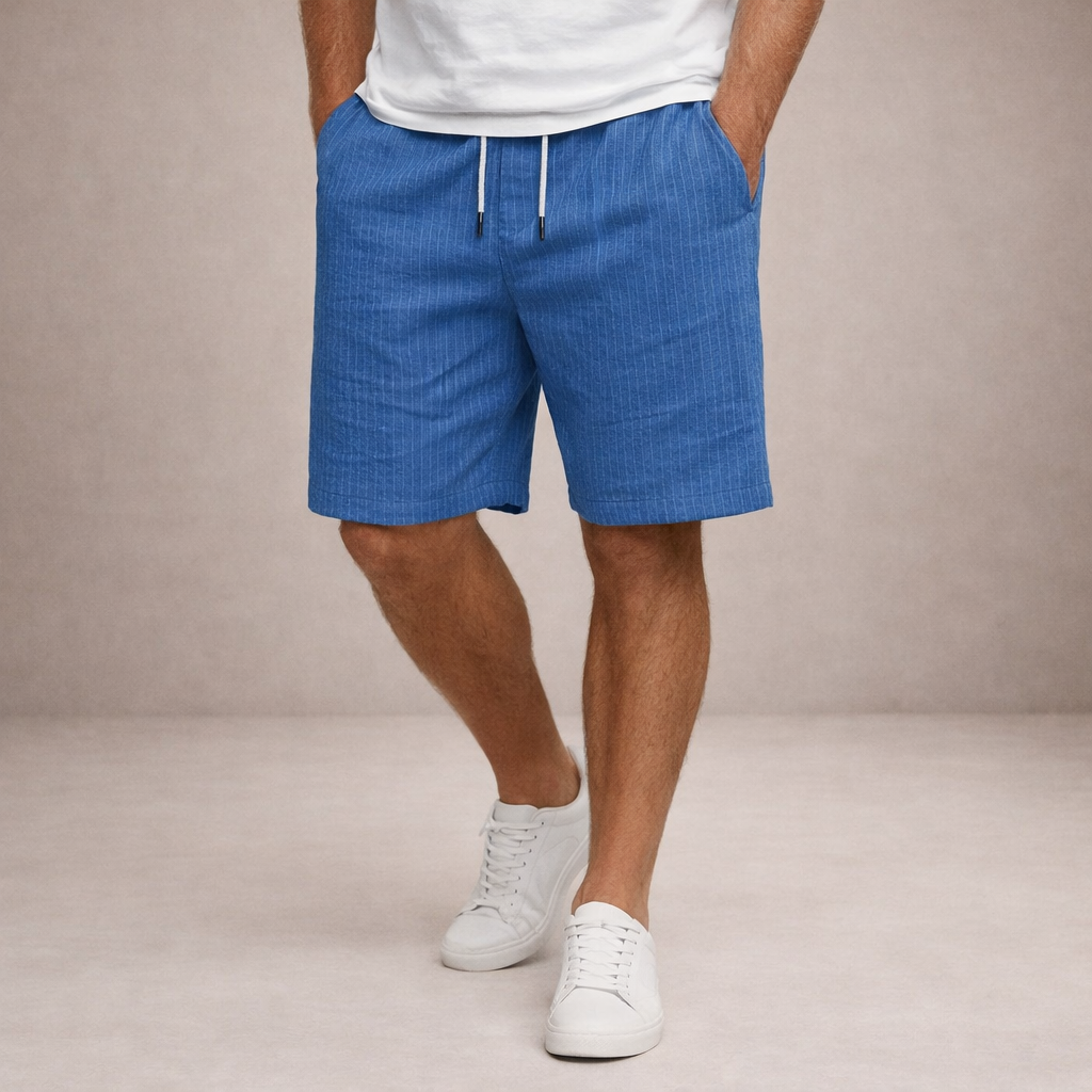 Casual men's relaxed fit shorts, ideal beachwear & vacation attire.