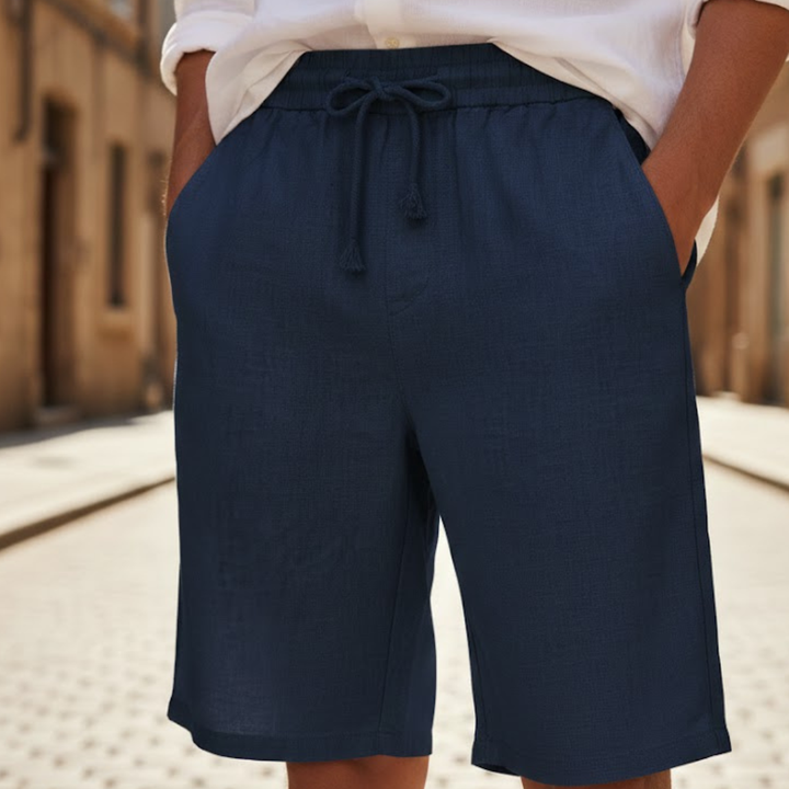 Rear view of men's casual summer shorts with practical pockets, great for everyday relaxed wear.