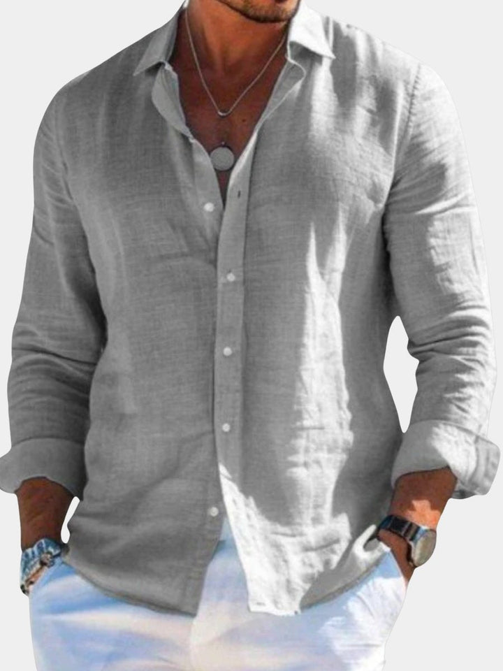 Men's relaxed fit long sleeve button-down shirt for effortless casual style.
