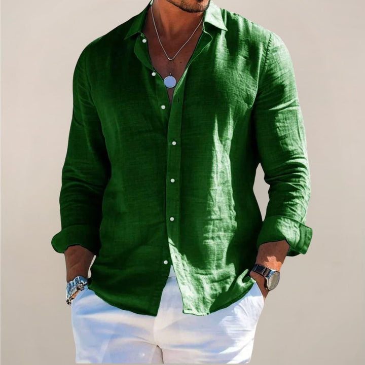 Classic men's button-down shirt, relaxed fit, long sleeve for modern casual and everyday wear.