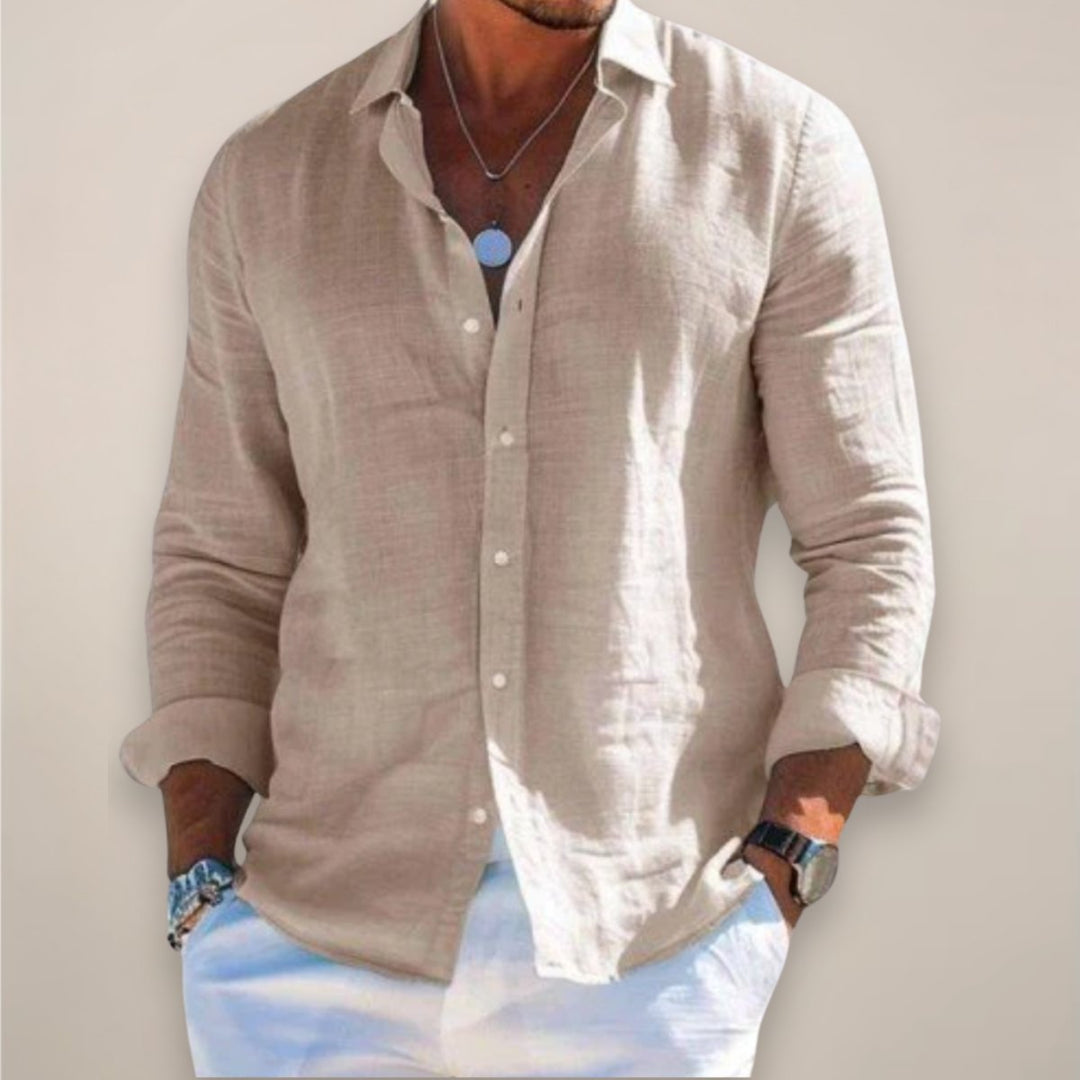 Men's versatile long sleeve button-down shirt in a relaxed fit for all-day comfort & style.