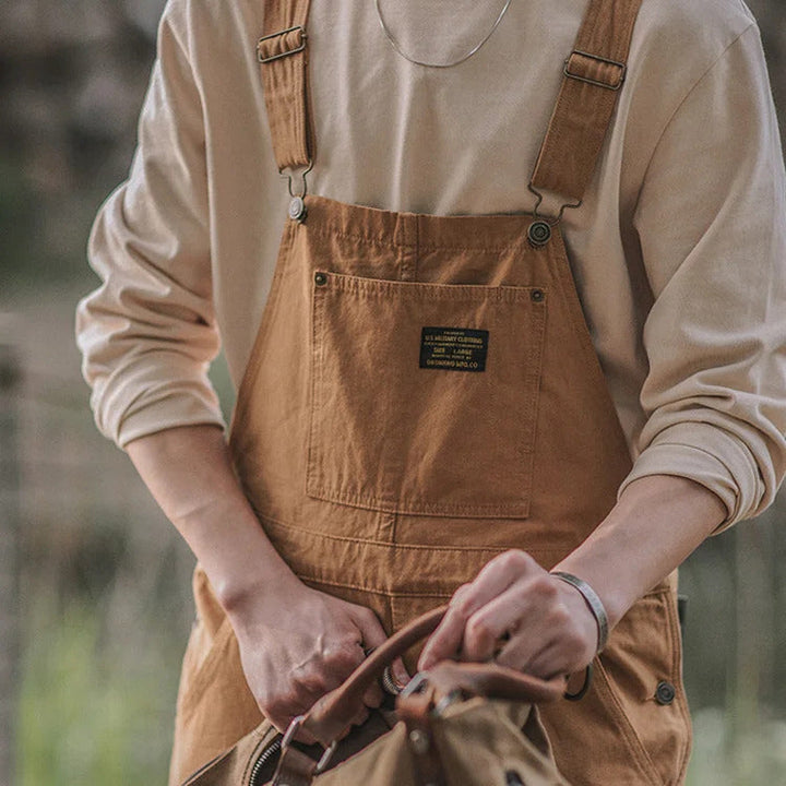 Adjustable men's relaxed fit overalls, designed for ultimate comfort & style in a full-length design.