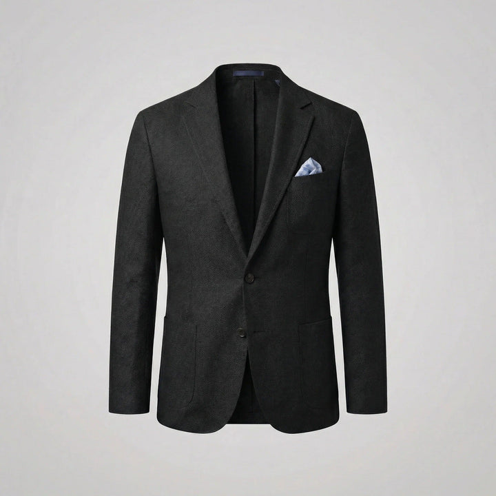 Inner details of men's relaxed fit blazer, highlighting quality construction of this summer jacket.