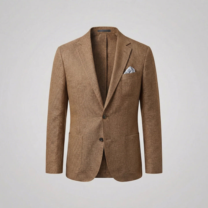 Lightweight men's summer blazer, relaxed fit jacket, perfect for travel & warm climates.