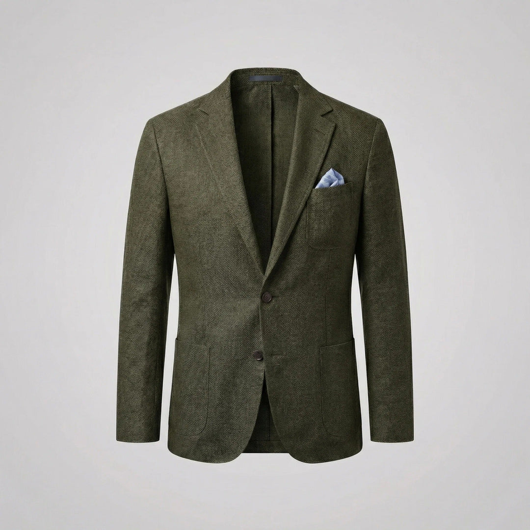 Versatile men's summer blazer, relaxed fit, ideal lightweight jacket for various occasions & menswear styles.