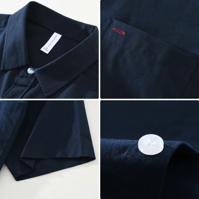 Solid color men's casual shirt with a relaxed fit. Short sleeve button-up for summer effortless style.