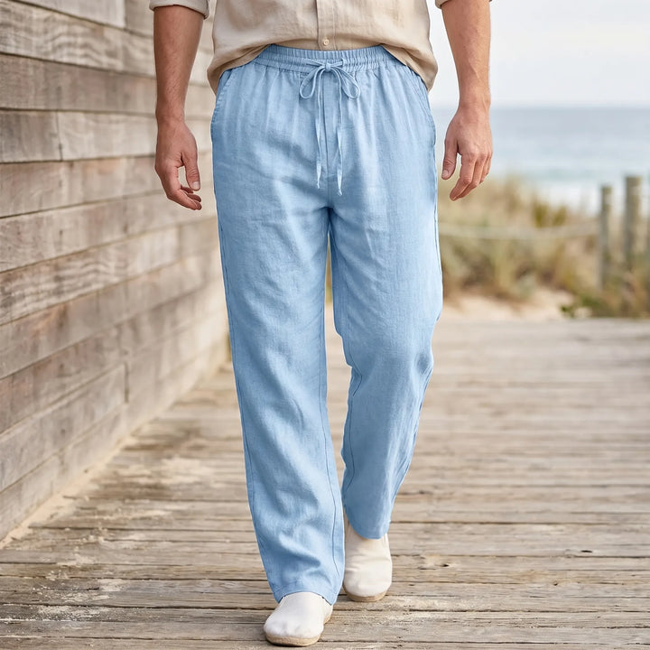 Men's relaxed straight leg pants with elastic waist. Comfortable pull-on joggers for casual wear & everyday style.