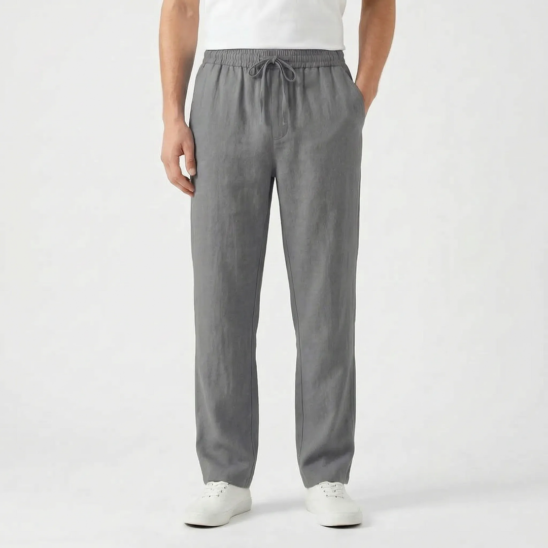 Relaxed straight leg men's pants, offering ultimate comfort. Versatile joggers for casual, travel, and summer wear.