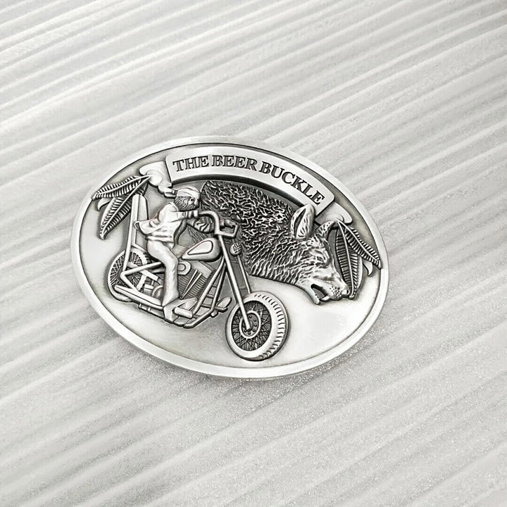 The ultimate party accessory: men's retractable belt buckle beer & drink holder.