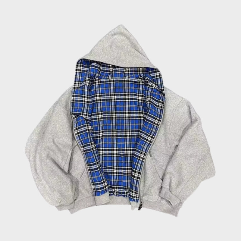 Men's reversible oversized hoodie, dual style for versatile casual wear.