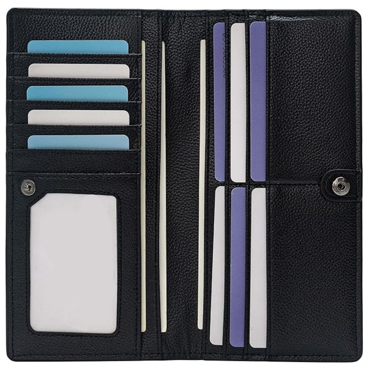 Close-up of men's RFID blocking slim wallet texture, highlighting quality & secure design.