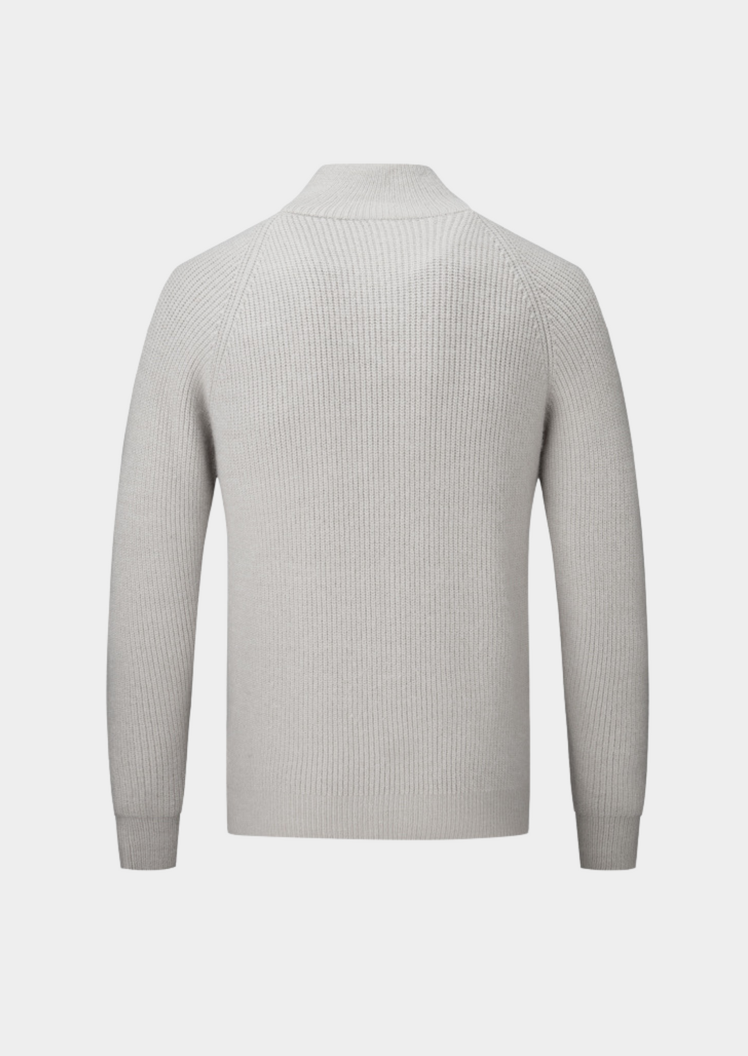 Stylish men's zip-up funnel neck cardigan with a comfortable ribbed texture, perfect for layering.