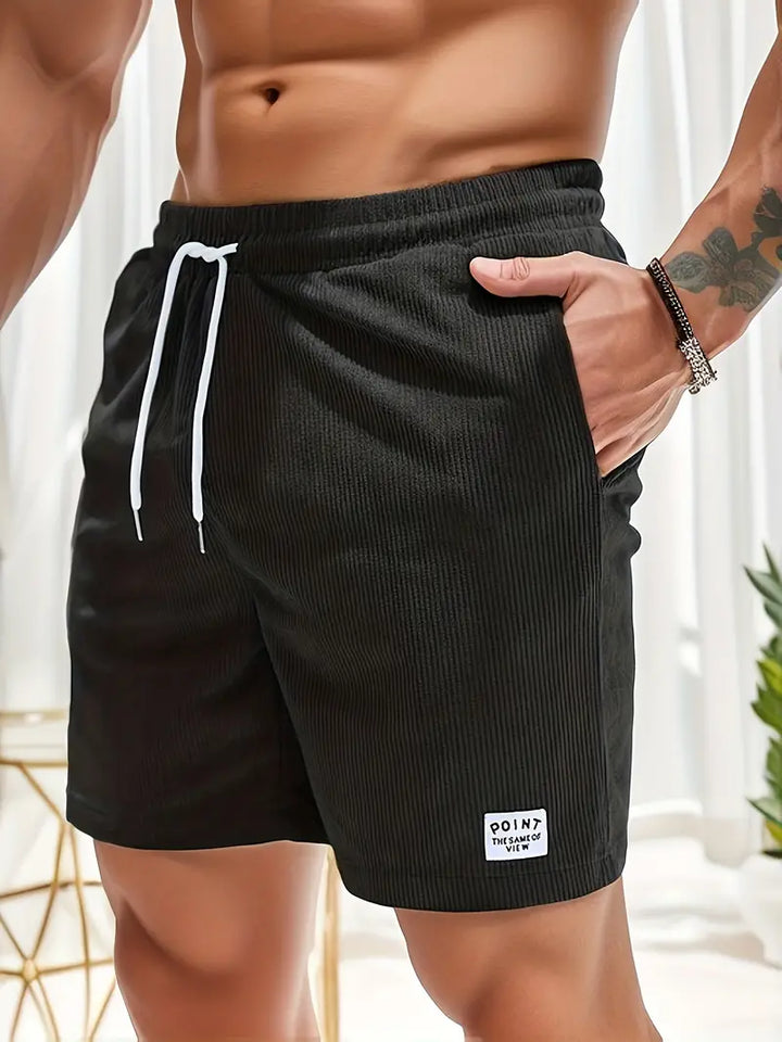 Men's comfortable ribbed casual shorts, featuring a drawstring waist & spacious pockets for summer.