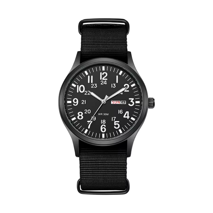 Durable men's outdoor field watch with a glowing luminous dial, ideal adventure gear for any rugged challenge.