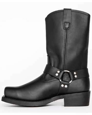 Heavy-duty men's harness work boots, rugged design, durable leather, all-weather sole for reliable grip.