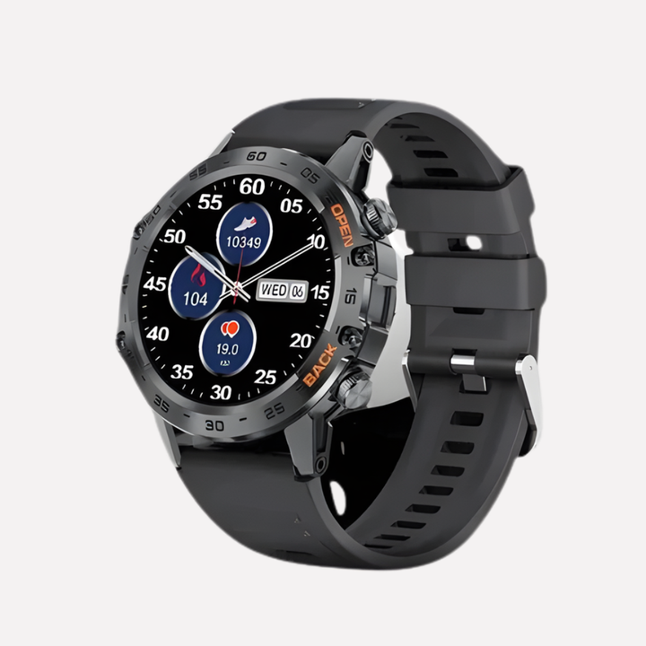 Men's rugged smartwatch with GPS. Durable outdoor watch and activity tracker for hiking, camping, and adventure.