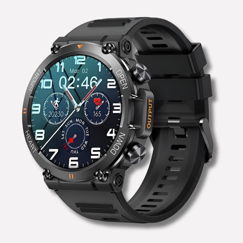 Rugged men's GPS smartwatch, a durable timepiece designed for outdoor adventures. Includes activity tracking.