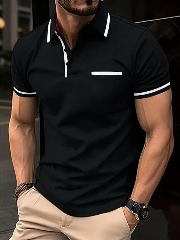 Everyday comfort men's short sleeve polo shirt, classic fit, with a convenient chest pocket.
