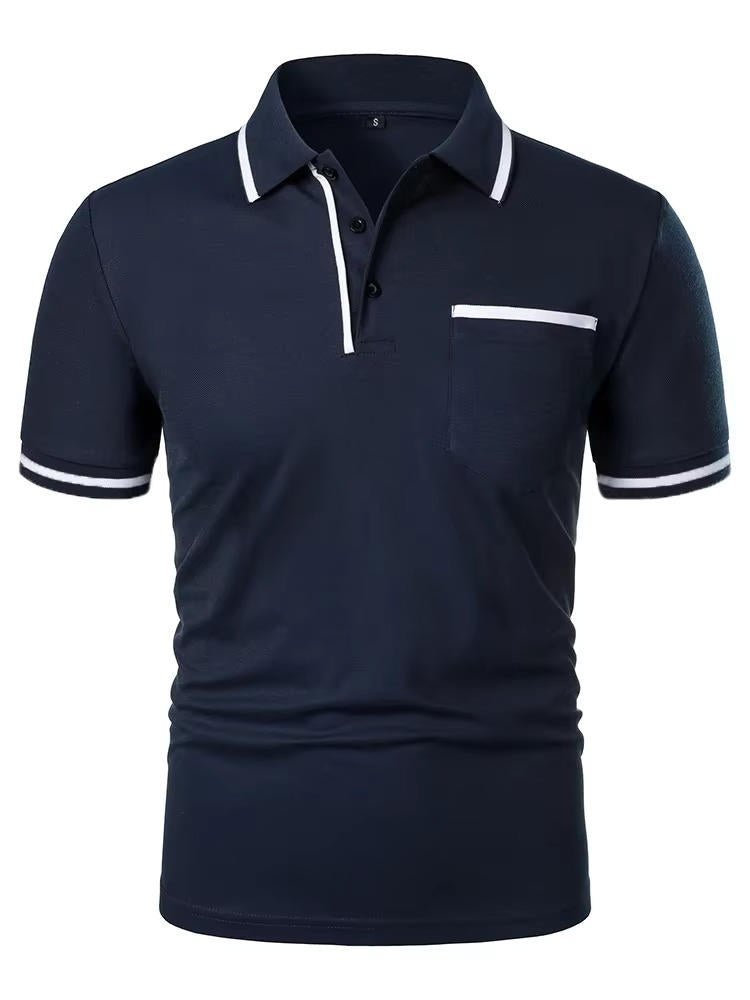 Professional men's work wear polo shirt, short sleeve, with a practical chest pocket.