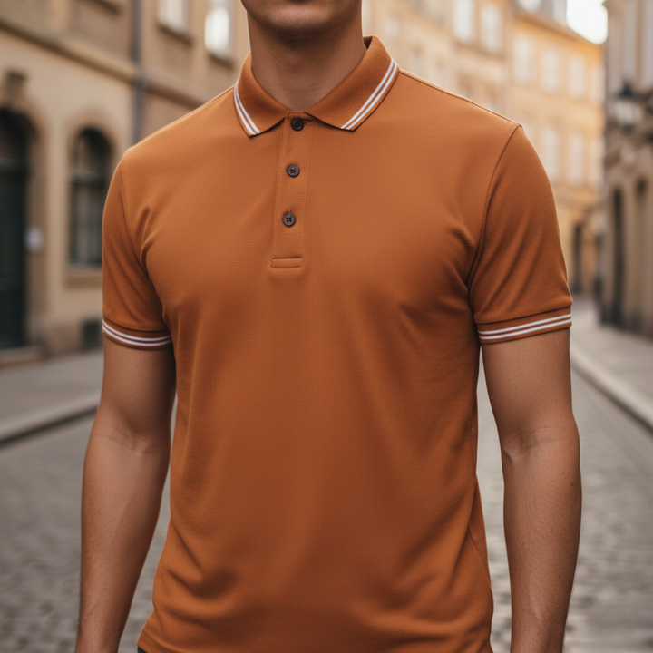 Everyday men's tipped short sleeve polo. Tailored fit for a smart casual appearance.