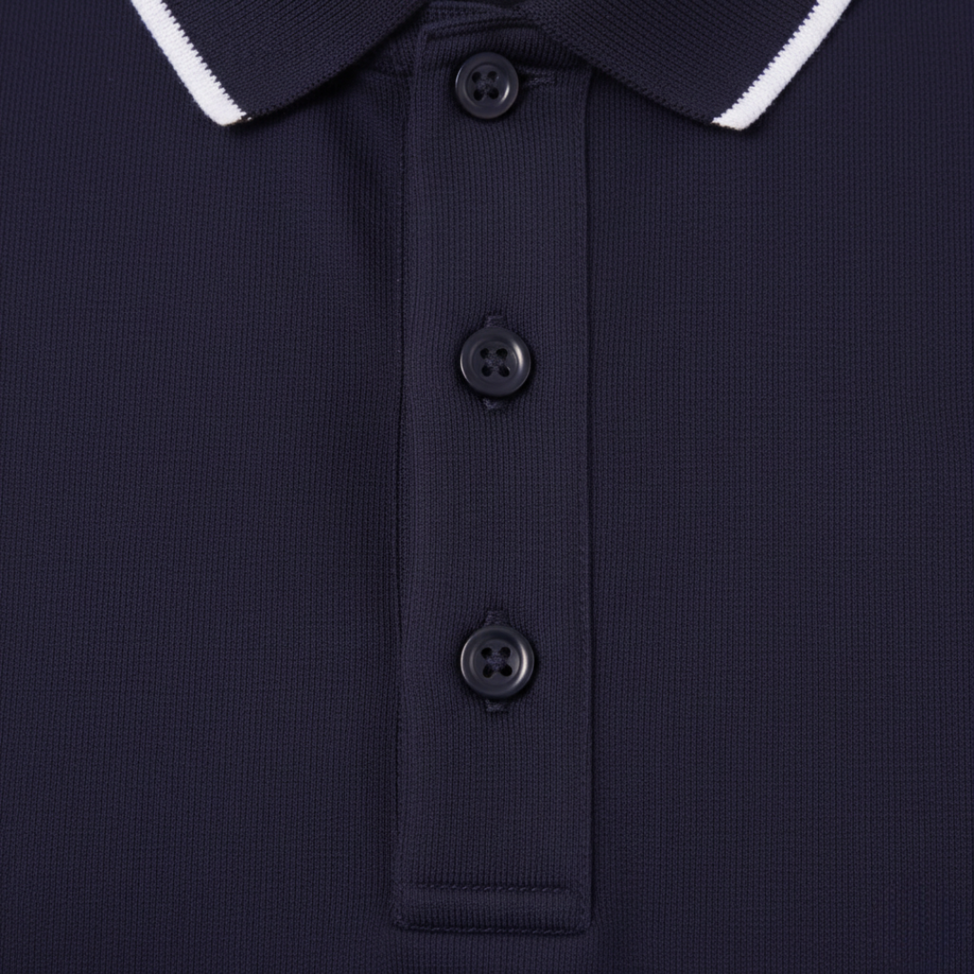 Casual men's fashion: short sleeve tipped polo shirt for comfortable wear.