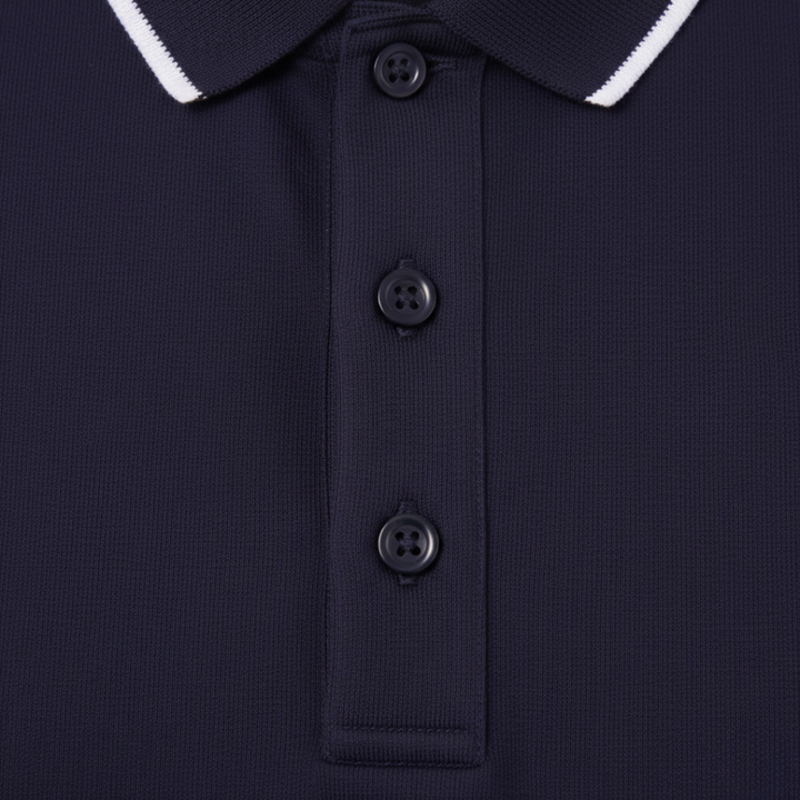 Casual men's fashion: short sleeve tipped polo shirt for comfortable wear.