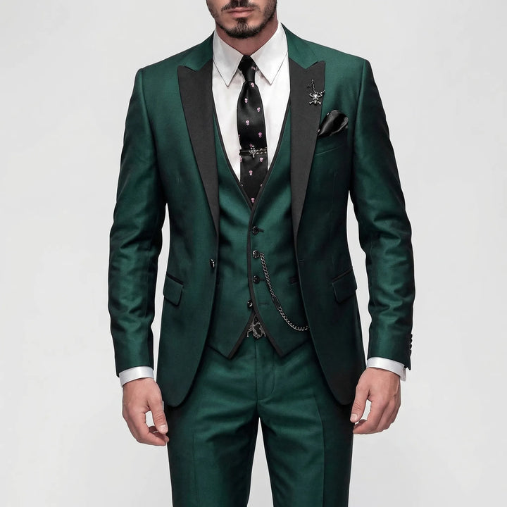Tailored light blue men's 3-piece formal suit, a modern slim-fit option for business & special events.