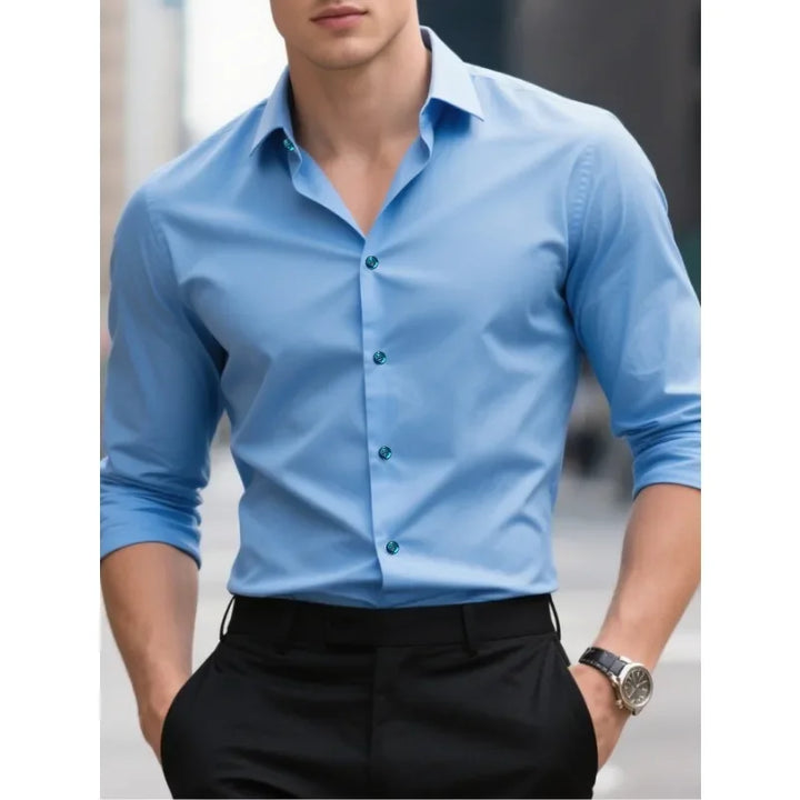 Men's button-down long sleeve shirt with a slim fit. A stylish and versatile choice for business or casual wear.
